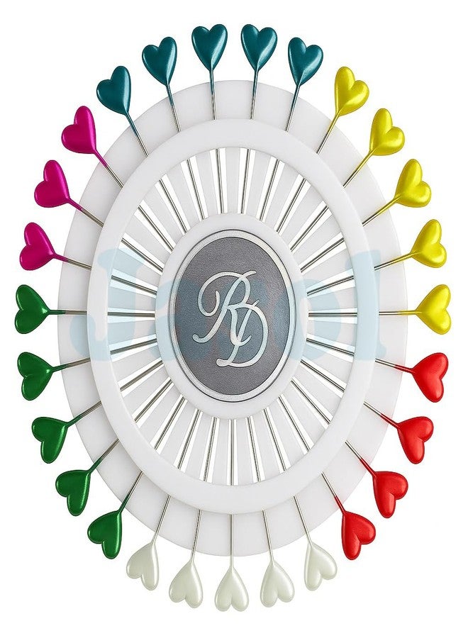 Jasol Mixed Color Multipurpose Heart Shaped Head Sewing Pins - 60 Pcs, 5.5cm - for Tailoring, Dressmaking, Patchwork, Crafts, Fashion Designing, Florist, DIY, Decoration - Image 1